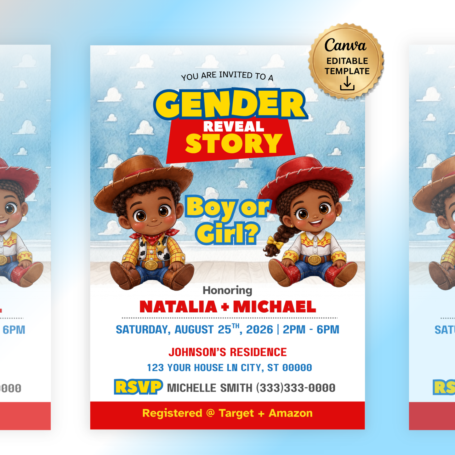 Gender Reveal Story Invitation Brown