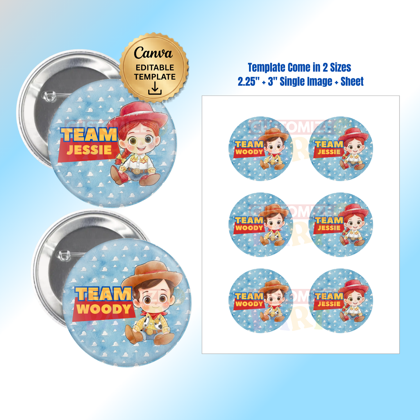 Toy Story Gender Reveal Buttons