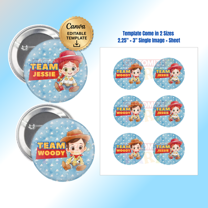 Toy Story Gender Reveal Buttons