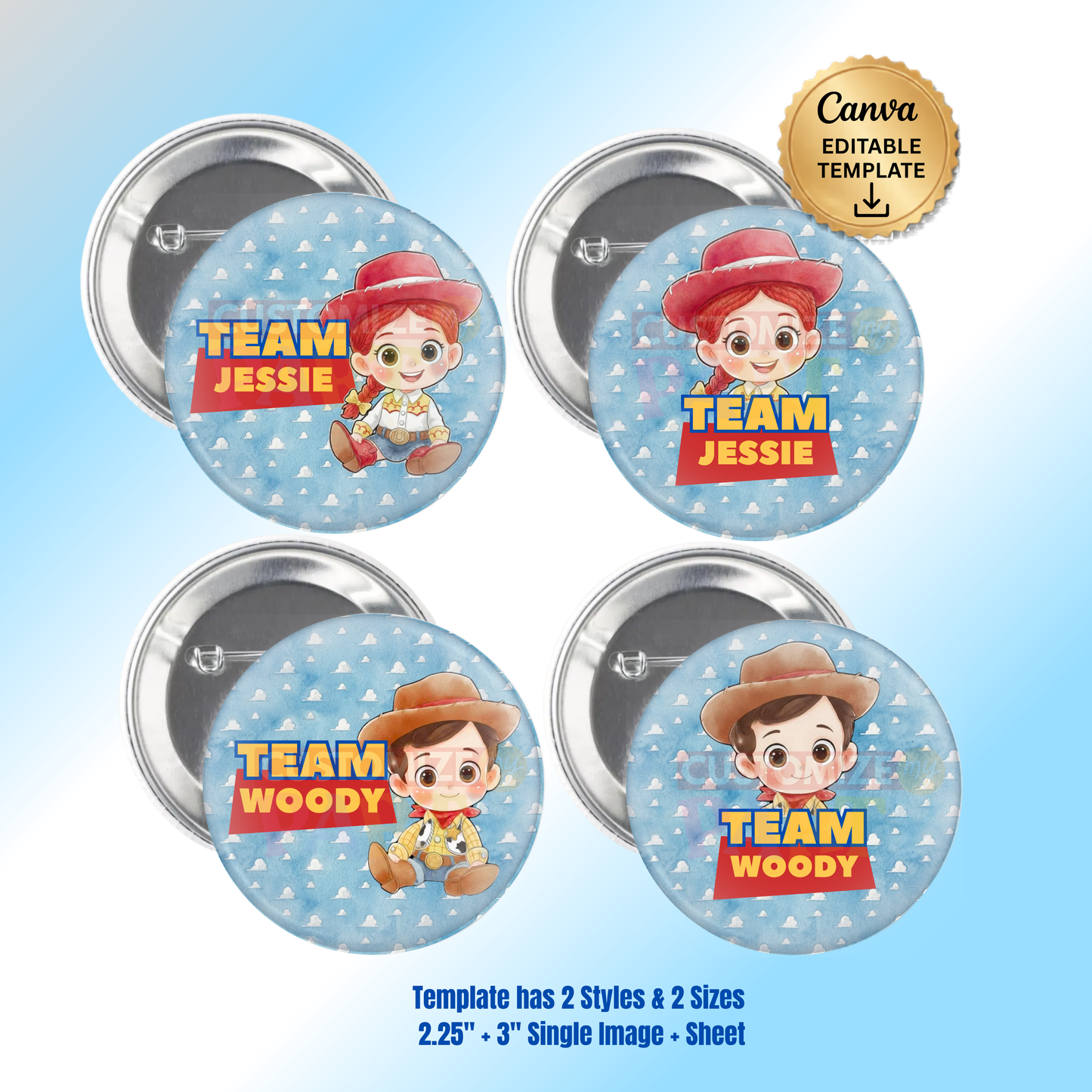 Toy Story Gender Reveal Buttons