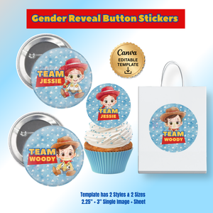 Toy Story Gender Reveal Buttons
