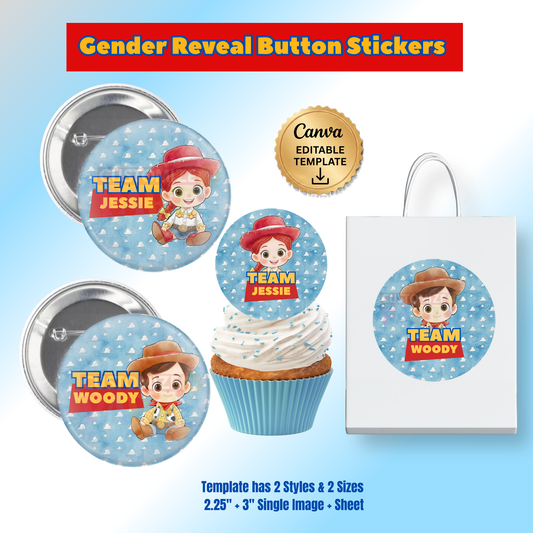 Toy Story Gender Reveal Buttons