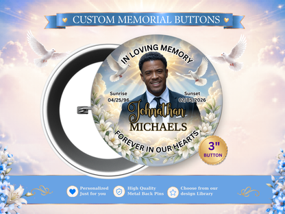 Memorial Keepsake Buttons 3"