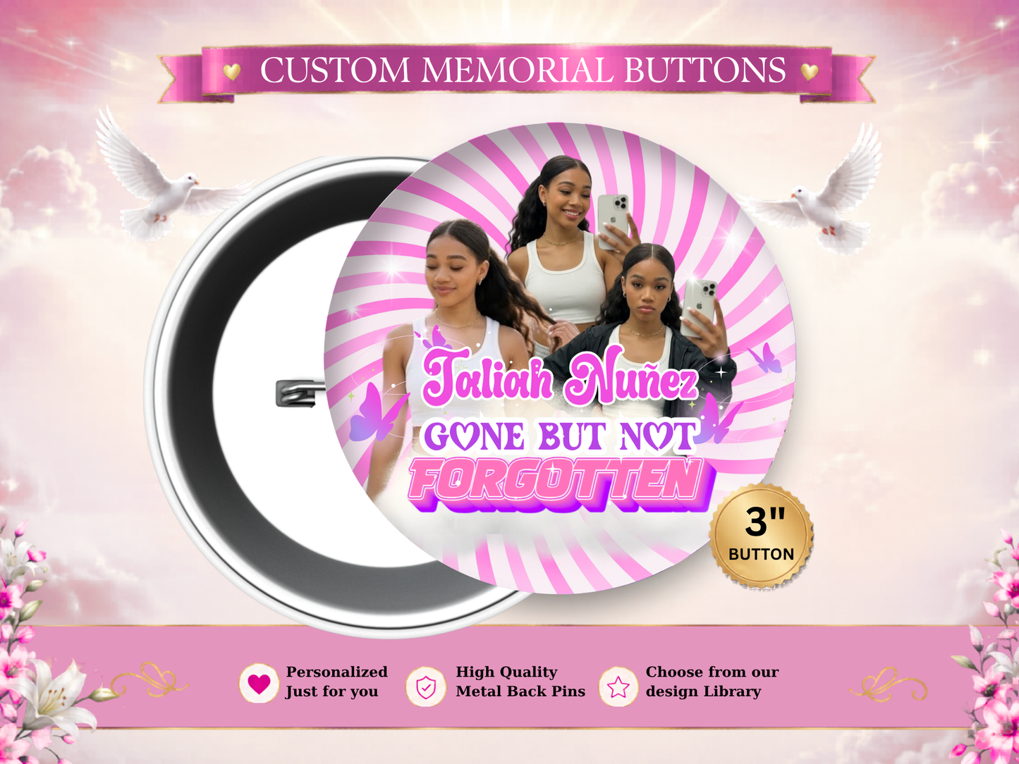 Memorial Keepsake Buttons 3"