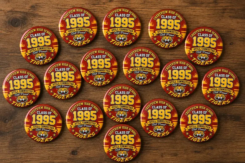 Custom 3" Alumni Reunion Buttons | High School & College Homecoming Pins