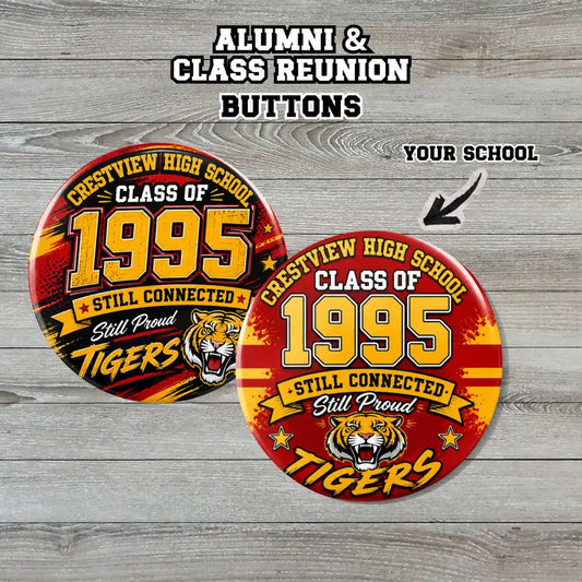 Custom 3" Alumni Reunion Buttons | High School & College Homecoming Pins